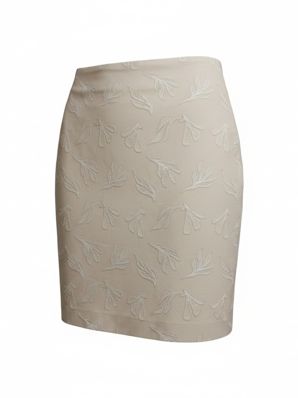 CHICO’S | Minimalist Embroidered Leaves‎ Pull On Khaki Skort Skirt Pockets  | 10